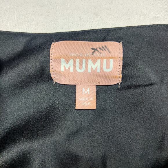 Show Me Your Mumu Jasmine Halter Midi Bias Slip Dress Black Luxe Satin Medium - Picture 7 of 16